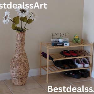 3-Tier Bamboo Shoe Rack | Entryway Shoe Organizer | Wooden Shoe Rack | Corner Shoe Rack | Boot Organizer | Closet Shoe Shelf