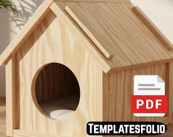 Projeto em PDF para Casinha de Gato de Madeira (Faça Você Mesmo) – Casinha para Animais de Estimação (Interna e Externa) – Projeto de Marcenaria – Download Digital