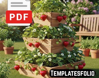 Fioriera per fragole a piramide a più livelli – Aiuola verticale – Design rialzato fai da te – Struttura da giardino salvaspazio