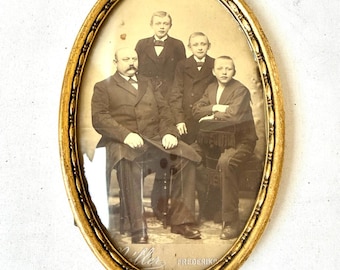 Marco antiguo dorado (18 cm x 12 cm) Burbuja convexa VIDRIO