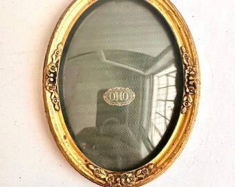 Antique gilded Frame (16cm x 12cm) Convex Bubble GLASS