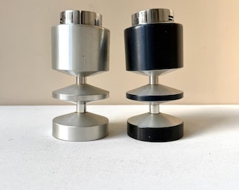 Mechero de mesa japonés SAROME vintage modernista brutalista de la era espacial en plata o negro