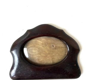 Marco de madera de caoba antiguo estilo ART DECO (10,5 cm x 13 cm)