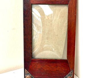 Marco antiguo ART NOUVEAU (16,5 cm x 8 cm) Cristal de burbuja CONVEX