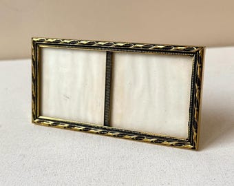 Marco metálico doble vintage (12 cm x 6 cm)