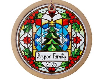 15 adornos navideños variados: 3 con efecto vitral + 12 estrellas de madera (1 o 2 personalizadas)