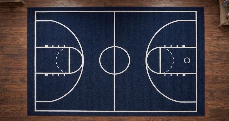 Basketball 3 Point Line Rug Hand-tufted Wool Basketball Court Rug | Modern Sports Theme Area Carpet ...