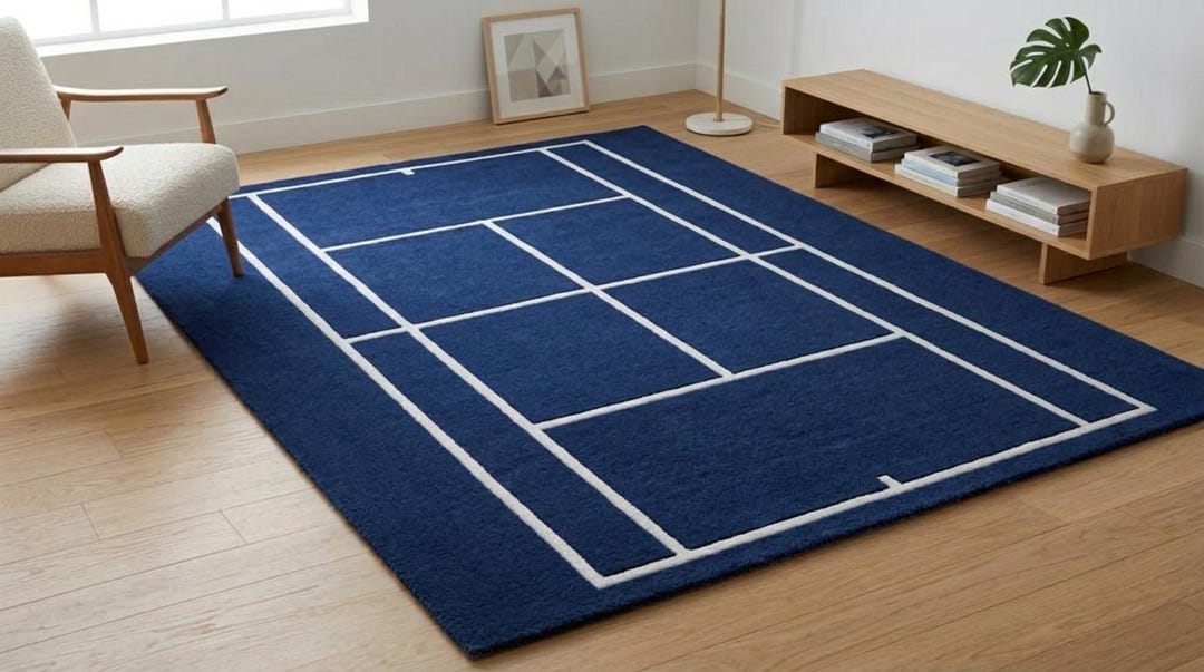Tennis Coloured Rug Hand-tufted Wool Tennis Court Area Rug – Modern Sports Decor - Etsy