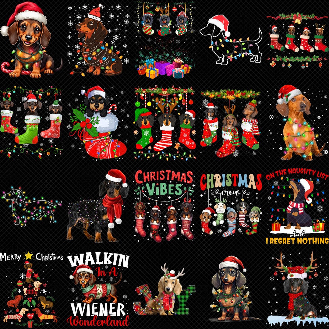 Dachshund Christmas Clipart Bundle - Dog Christmas PNG, Wiener ...