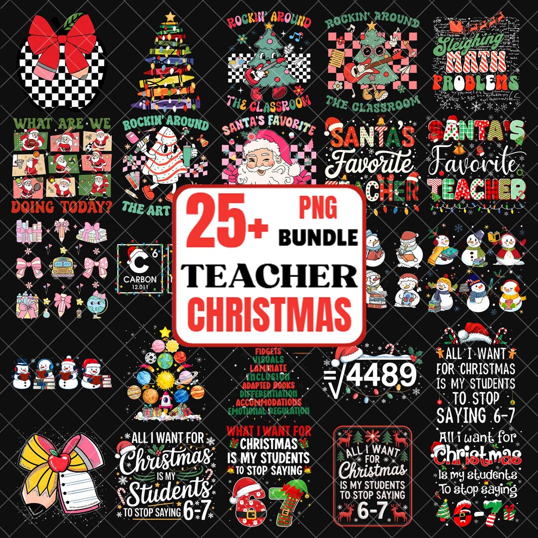 Christmas Teacher PNG Bundle, Teacher Christmas Svg, Teacher Christmas ...