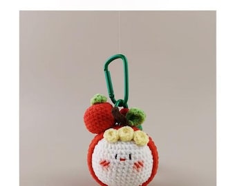 Handmade Crochet Apple Keychain, Kawaii Amigurumi Bag Charm