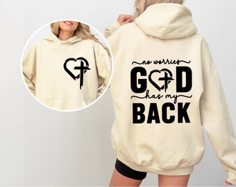 Gott hat meinen Rücken Sweatshirt, christliches Rundhals-Sweatshirt, Glaube basiert Geschenk für Frauen, religiöses Jesus-Kleid