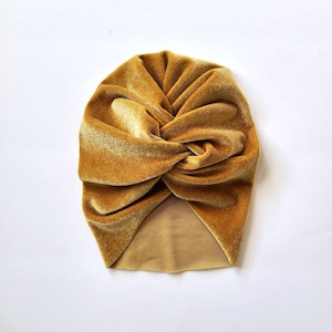 Mustard VELVET CLASSIC Turban Hat | Turban Women | Baby Turban | Womens Turban | Alopecia Hat | Chemo Headwear | Turban | Head Wrap