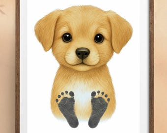 Puppy Footprint Art for Babies • Digital Baby Memory Printable • Instant Download
