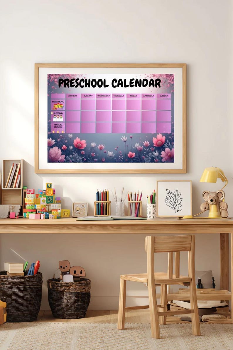 Preschool Weekly Calendar Printable for Girls | Toddler Routine Chart ...
