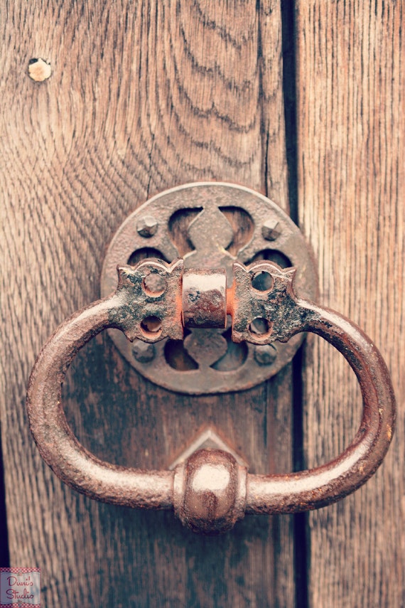 Items similar to Rustic Door Knocker, bronze beige brown iron door