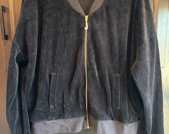 Top nero Juicy Couture Black Label con logo dorato Y2K in velluto cozygirl bling XL