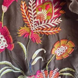 Johnny Was 100% Silk Embroidered Boho Tunic Blouse Floral Art To Wear artisan M image 4