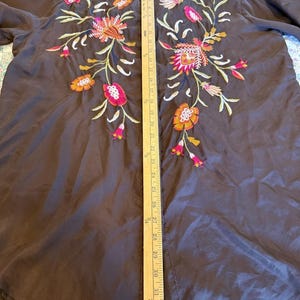 Johnny Was 100% Silk Embroidered Boho Tunic Blouse Floral Art To Wear artisan M image 7