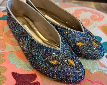 VINTAGE Caparros Multicolor Embellished Flats 7.5 / small 8