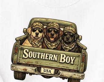 Southern Boy PNG: Vintage Country Dogs Truck Southern Pride Dog Lover png Rustic Retro USA Clipart (Digital Download)