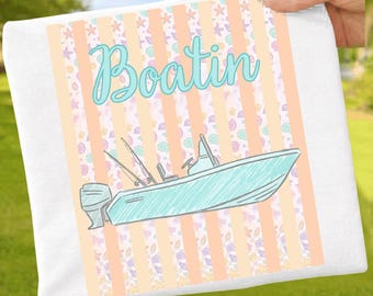 Boatin Everyday Summer Crab PNG: Coastal Preppy Stripes Beach Bay Watercolor Nautical Aesthetic png Trendy Summer Vibes (Digital Download)