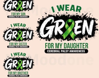 Chirparese-Bewusstseins-4PNG-Bundle, ich trage grüne Familie Support Design (digitaler Download)