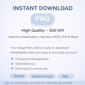 Puede incluir: Gr&aacute;fico de descarga digital con el texto "DESCARGA INSTANT&Aacute;NEA" y un bot&oacute;n "PNG". La imagen destaca la alta calidad a 300 DPI, fondo transparente, uso ilimitado y uso personal y comercial.