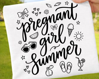 Pregnant Girl Summer Funny Baby Announcement PNG Maternity Summer Announcement PNG Mom To Be Pregnancy Reveal Beach Vibes (Digital Download)