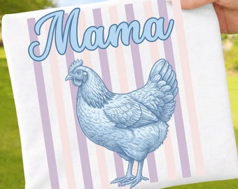 Everyday Mama Hen PNG: Coastal Preppy Stripes Pink Summer Farmhouse Aesthetic png Trendy Girly Vibes (Digital Download)