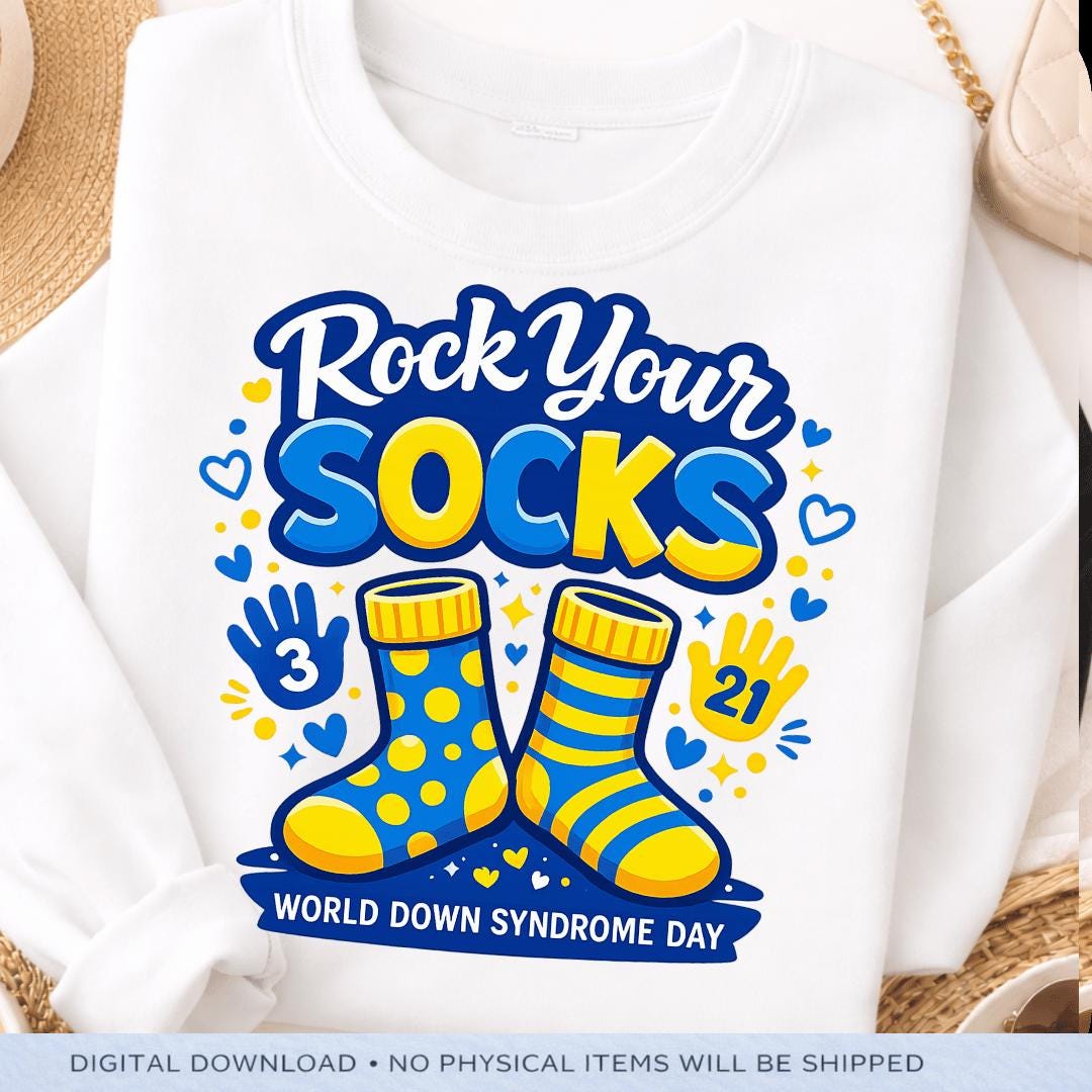 Rock Your Socks PNG: Down Syndrome Awareness Day Design Png Colorful ...