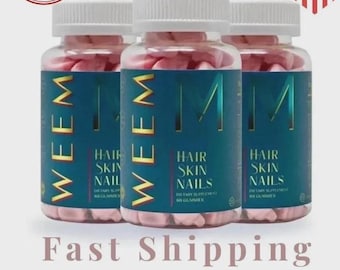WEEM Hair Skin and Nails Gummies, Vegan biotin Vitamins, Healthy Hair- Pack of 3