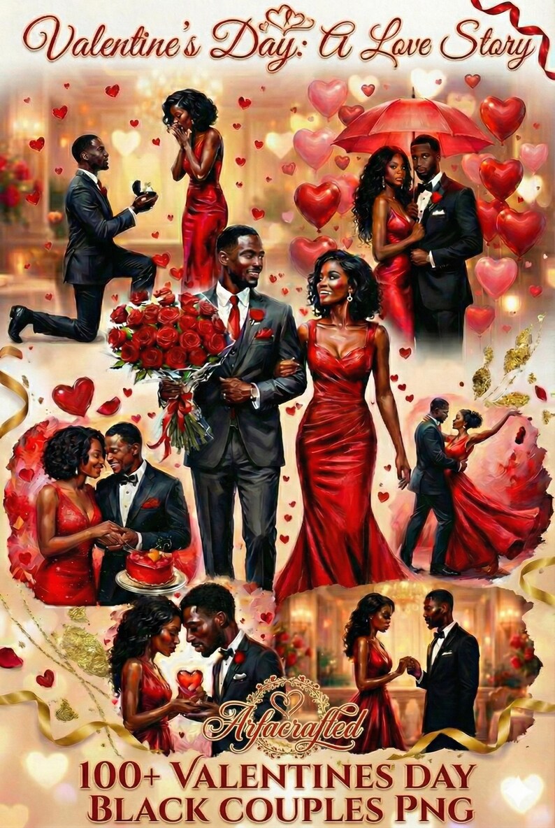 50+ Black Couple Goals Clipart Bundle Png | Valentines Day Mega Bundle ...