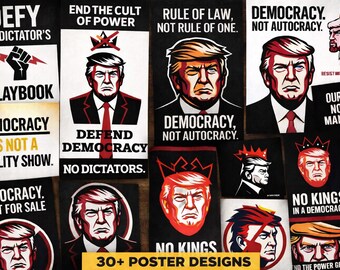 Plakaty protestacyjne przeciwko Trumpowi | Sztuka sprzeciwu i obrony demokracji (pobieranie cyfrowe)