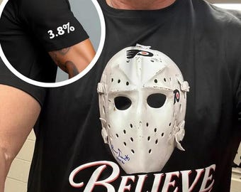 Koszulka kibica hokeja 3,8% Believe 2026, koszulka z maską bramkarza hokeja w Filadelfii, koszulka inspirowana Broad Street Bullies