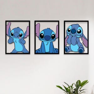 Stitch Metallwandkunst - gerahmte Silhouette, Kinderzimmerdekor