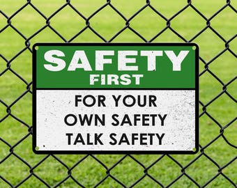 Cartello personalizzato in alluminio per la sicurezza sul lavoro - Per il tuo dialogo sulla sicurezza - Cartello di promemoria sulla sicurezza - Decorazione murale industriale - Regalo di Natale - Cartello in alluminio