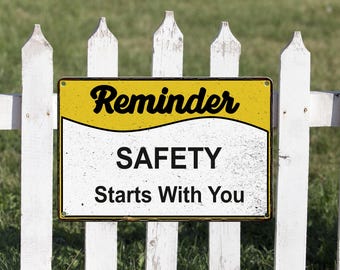 Cartello personalizzato in alluminio "La sicurezza prima di tutto" - Cartello di sicurezza industriale - Promemoria "La sicurezza inizia da te" - Decorazione murale - Regalo di Natale - Targa in metallo resistente