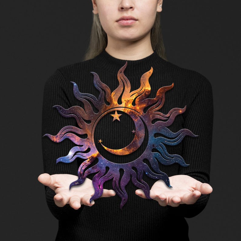 Galaxy Sun and Moon Metal Wall Art – Cosmic Celestial Decor - Etsy