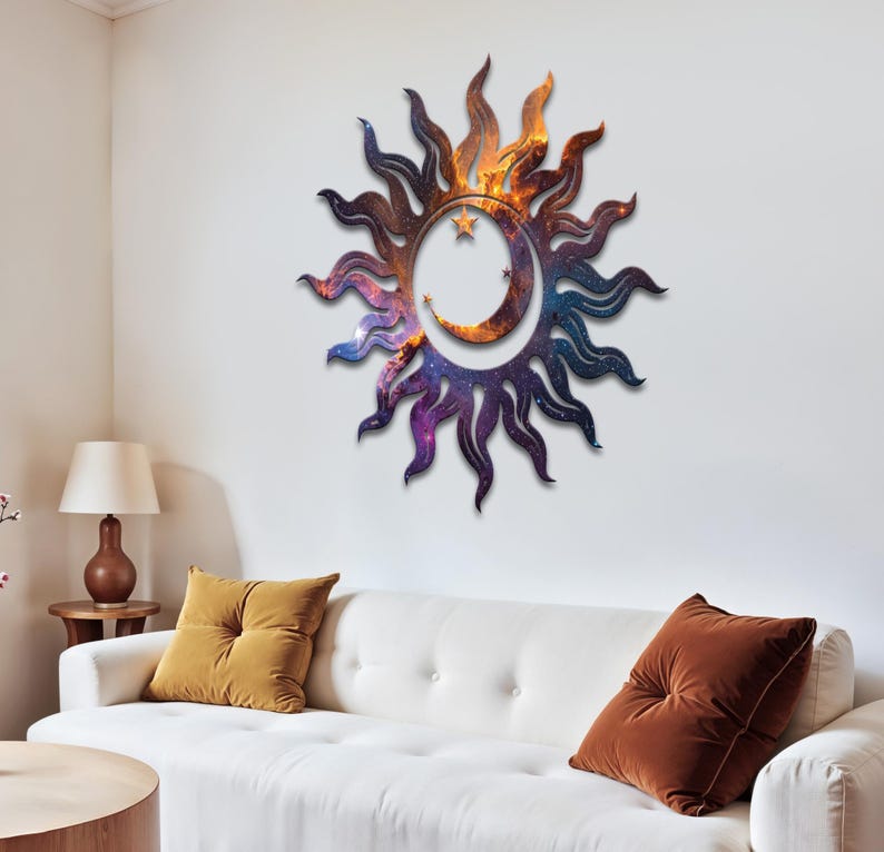Galaxy Sun and Moon Metal Wall Art – Cosmic Celestial Decor - Etsy