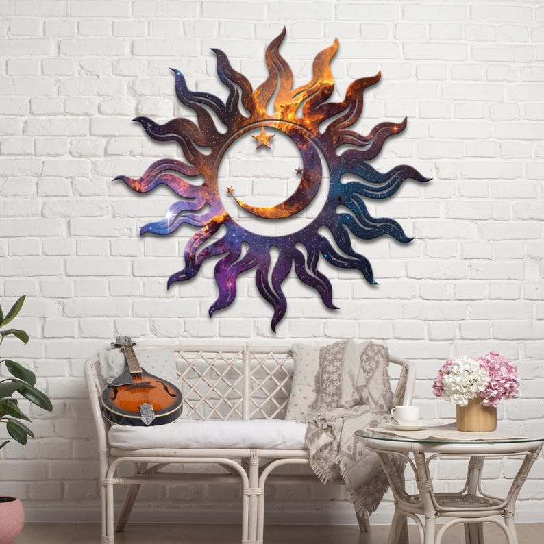Galaxy Sun and Moon Metal Wall Art – Cosmic Celestial Decor - Etsy