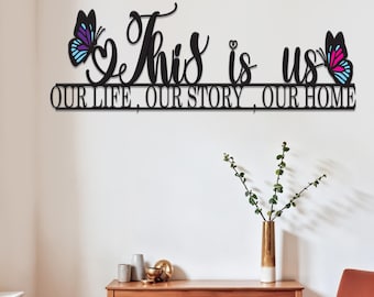 This Is Us - Decorazione murale in metallo con farfalla sentimentale