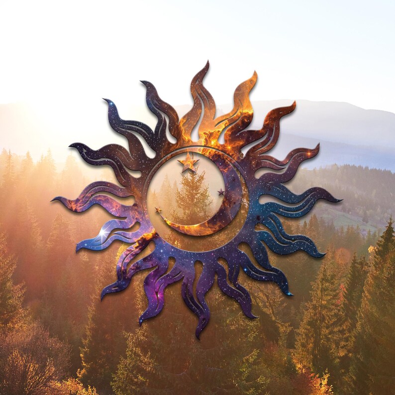 Galaxy Sun and Moon Metal Wall Art – Cosmic Celestial Decor - Etsy