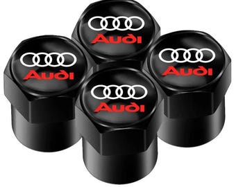 Audi Tire Valve Stem Caps (Set of 4) | Aluminum Alloy, Color Logo