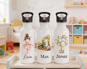 Gepersonaliseerde waterfles voor kinderen, fles met naam en ontwerp, cadeau voor jongens en meisjes