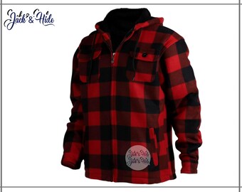Chaqueta de franela a cuadros de búfalo con forro de sherpa