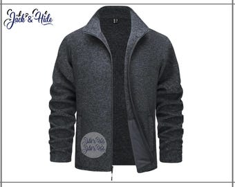 Herren Heathered Charcoal Fleece-Jacke, Full-Zip-Pullover-Oberbekleidung