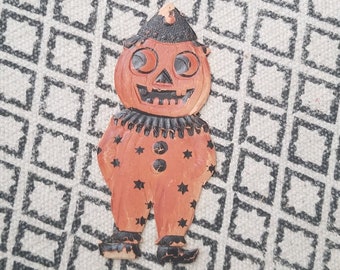 Vintage Halloween Antique 1920s Embossed Halloween Die Cut Made in Germany Jack O Lantern Man Antique Halloween