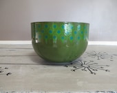 Green Enamel Bowl Merrill Ames VEFA Epicure Enamelware Mid Century Enamel Bowl Modern Enamelware West Germany Lollypop Green and Blue