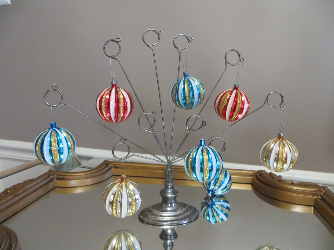 Vintage Striped Ornaments Plastic Ornaments Retro Round Etsy